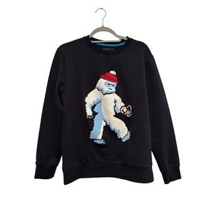 BONOBOS‎ Black Crewneck Sweatshirt Bigfoot Graphic Print Pullover Size S